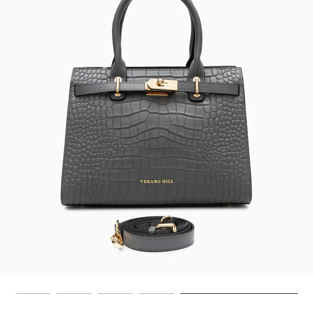 Verano Hill Charcoal Crocodile Satchel - Picture 3 of 4